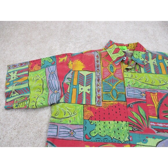 Territory Ahead Shirt Men Large L All Over Graphic Print Cotton Button Up 90s - Picture 4 of 11